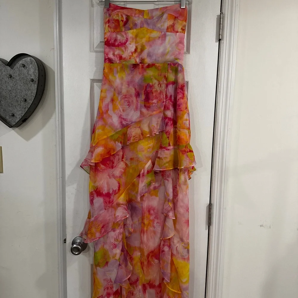 Amanda Uprichard Pink and Yellow Floral Maxi Dress - Picture 3 of 3
